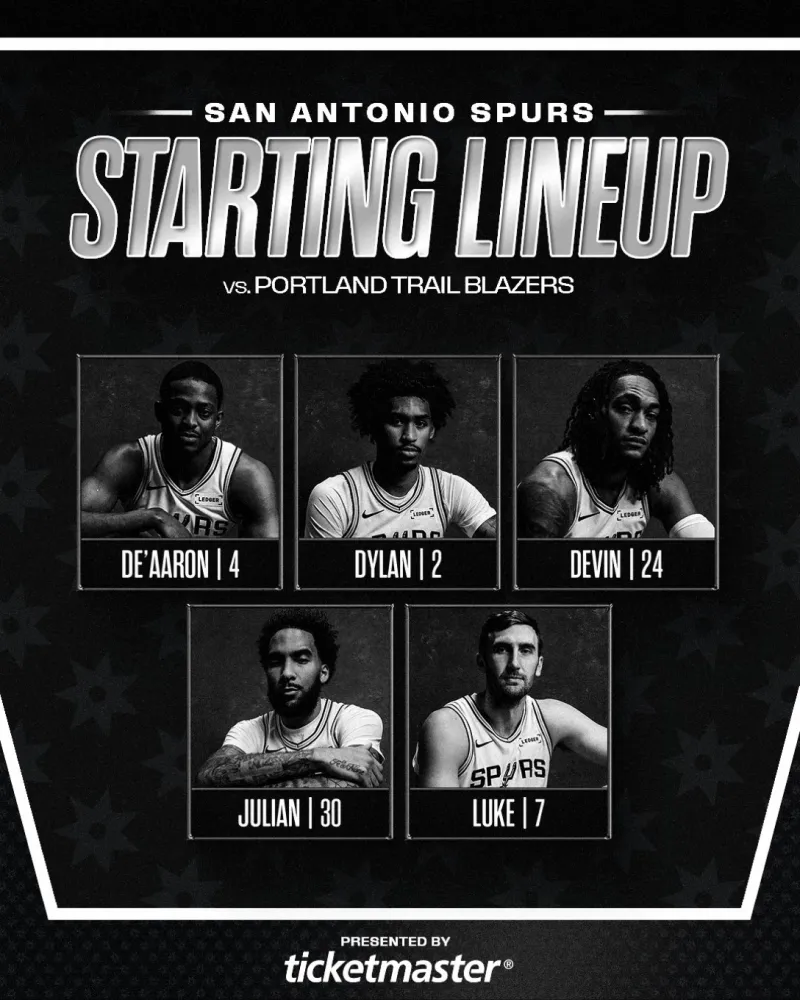 8868体育-马刺首发：福克斯、哈珀、瓦塞尔、尚帕尼、科内特